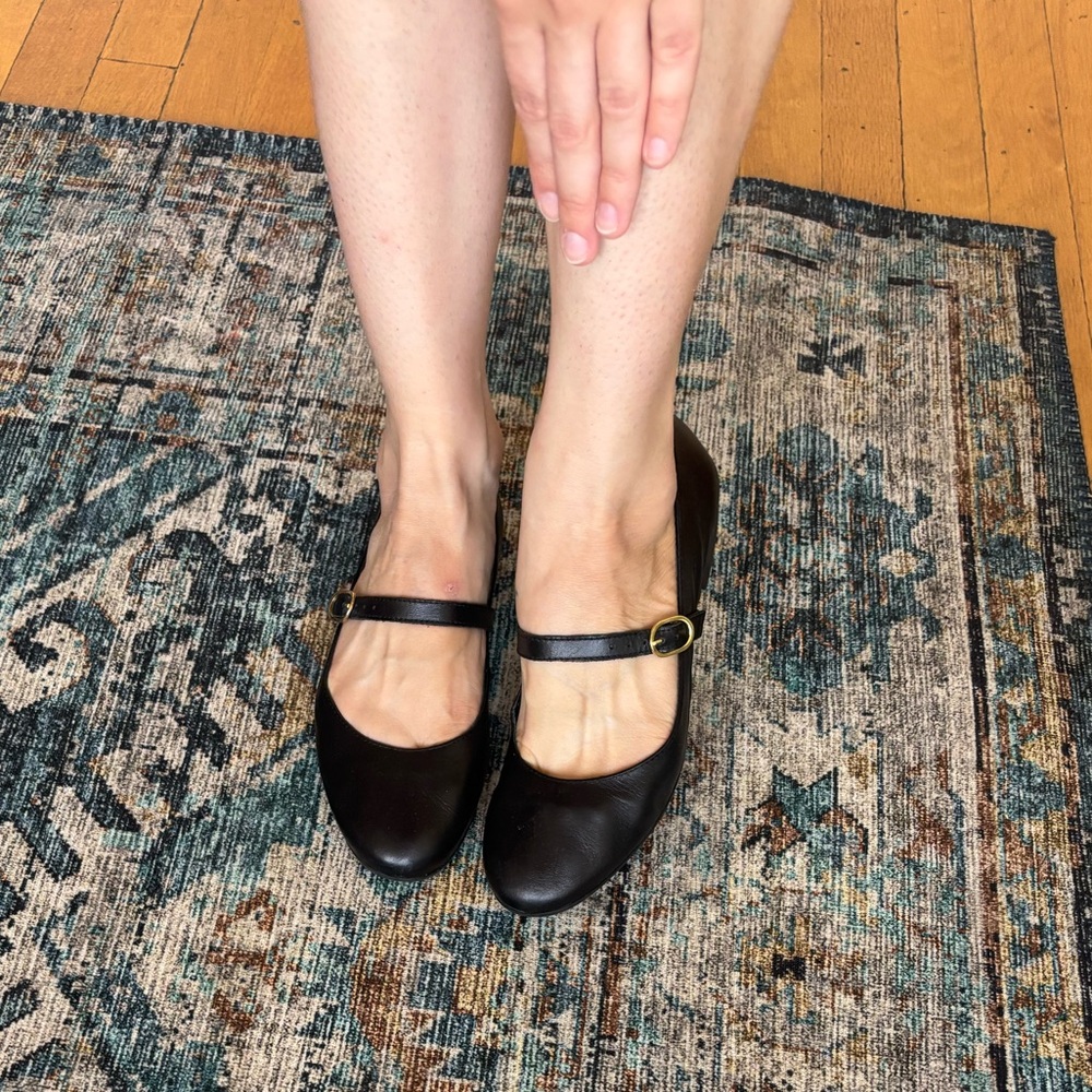 Classic Black Mary Jane Flats leather